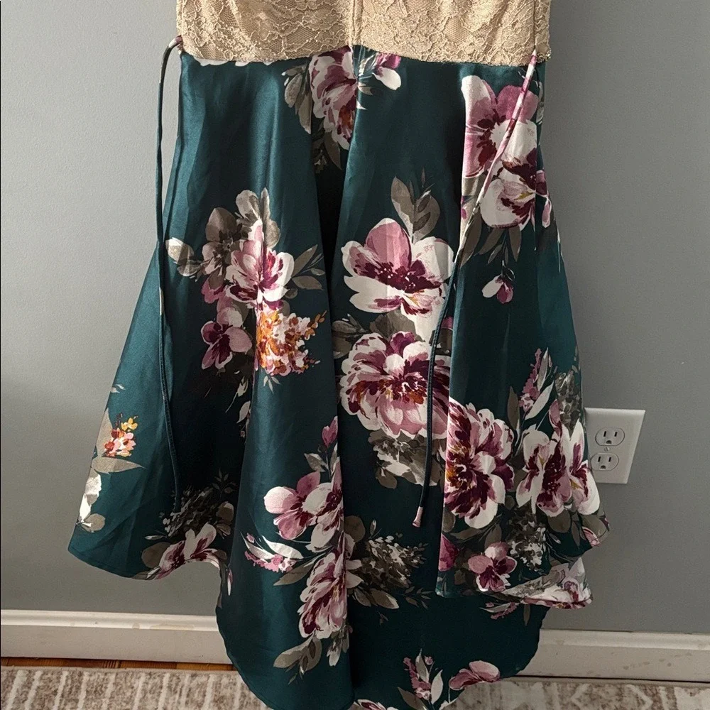 Speechless Kids‎ Gold Lace Teal Floral High-Low Formal Party Dress Size 16